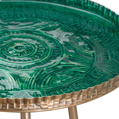 Aztec Collection Brass Embossed ceramic Dipped Side Table Living Hill Interiors 