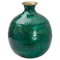 Aztec Collection Brass Embossed Ceramic Dipped Squat Vase Accessories Hill Interiors 