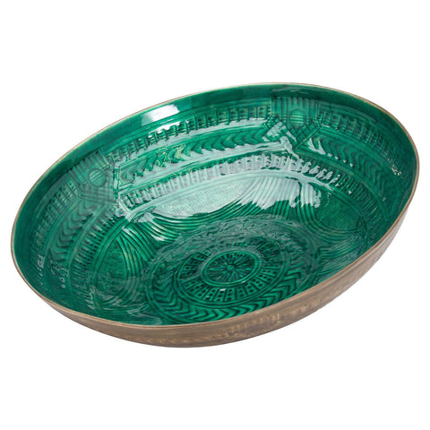 Aztec Collection Brass Embossed Ceramic Large Bowl Accessories Hill Interiors 