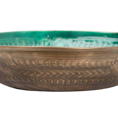 Aztec Collection Brass Embossed Ceramic Large Bowl Accessories Hill Interiors 