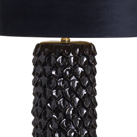 Barbro Table Lamp With Black Velvet Shade Lighting Hill Interiors 