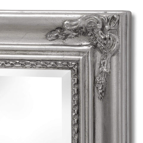 Baroque Slimline Antique Silver Full Length Mirror Mirrors Hill Interiors 