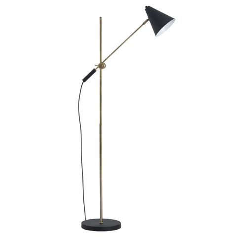 Black And Brass Adjustable Floor Lamp With Cone Shade Lighting Hill Interiors 