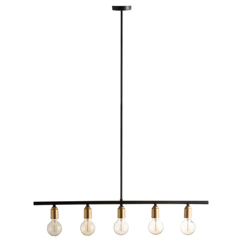 Black And Brass Industrial Five Bulb Bar Light Lighting Hill Interiors 