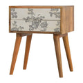 Black Floral Screen Printed Bedside Sleeping Artisan Furniture 