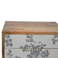 Black Floral Screen Printed Bedside Sleeping Artisan Furniture 