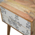 Black Floral Screen Printed Bedside Sleeping Artisan Furniture 
