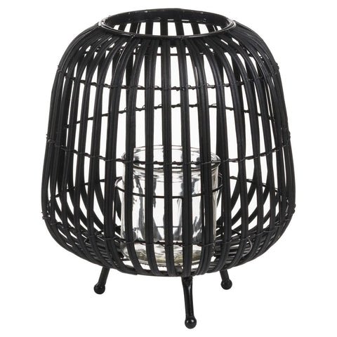 Black Rattan Bulbous Lantern Accessories Hill Interiors 