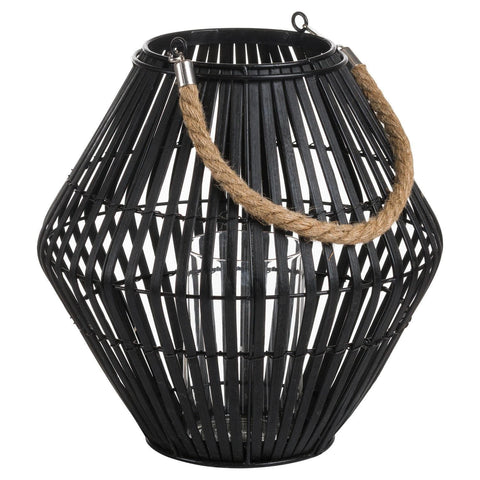 Black Rattan Large Convex Lantern Accessories Hill Interiors 