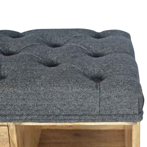 Black Tweed 6 Slot Shoe Storage Bench Living Artisan Furniture 