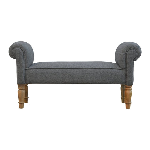 Black Tweed Bench with Turned Feet Living Artisan Furniture 