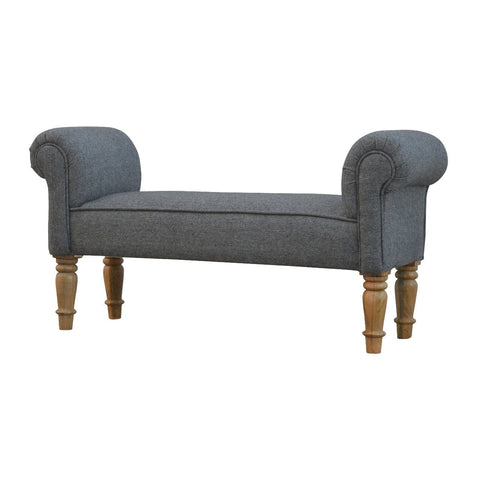 Black Tweed Bench with Turned Feet Living Artisan Furniture 