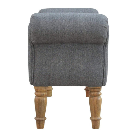 Black Tweed Bench with Turned Feet Living Artisan Furniture 