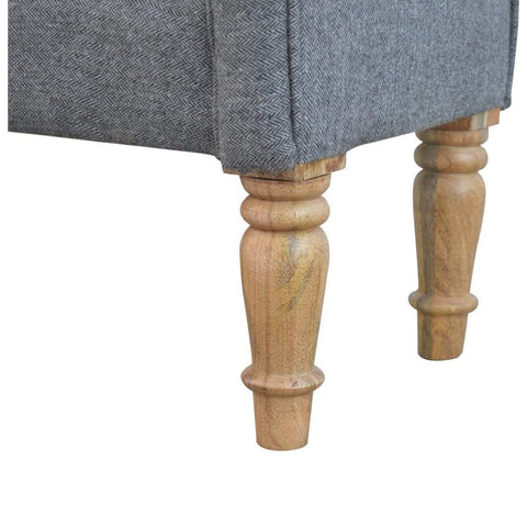 Black Tweed Bench with Turned Feet Living Artisan Furniture 
