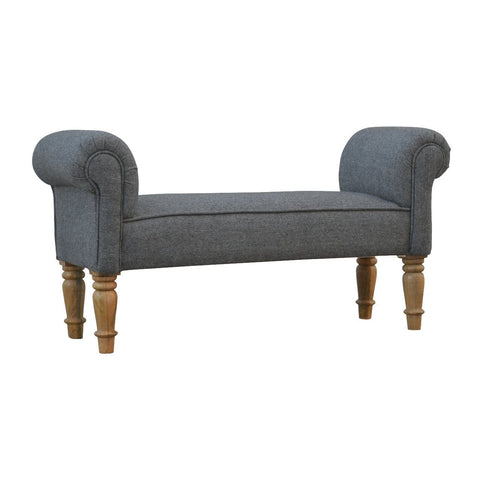 Black Tweed Bench with Turned Feet Living Artisan Furniture 