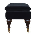 Black Velvet Bench with Castor Legs Living Artisan Furniture 