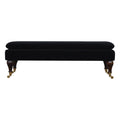 Black Velvet Bench with Castor Legs Living Artisan Furniture 