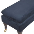 Black Velvet Bench with Castor Legs Living Artisan Furniture 