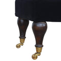 Black Velvet Bench with Castor Legs Living Artisan Furniture 