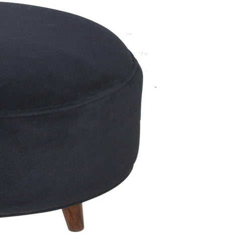 Black Velvet Nordic Style Footstool Living Artisan Furniture 