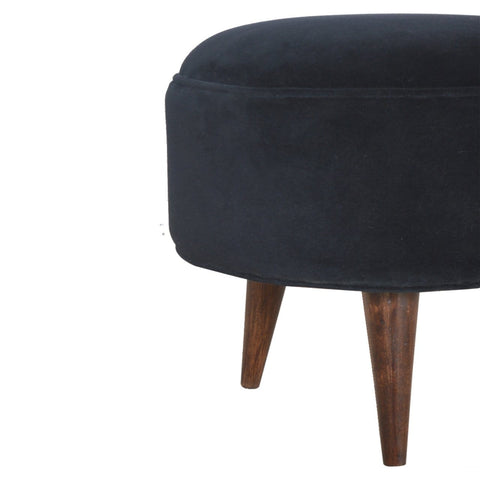 Black Velvet Nordic Style Footstool Living Artisan Furniture 