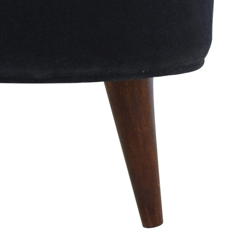 Black Velvet Nordic Style Footstool Living Artisan Furniture 
