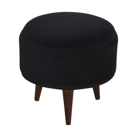Black Velvet Nordic Style Footstool Living Artisan Furniture 