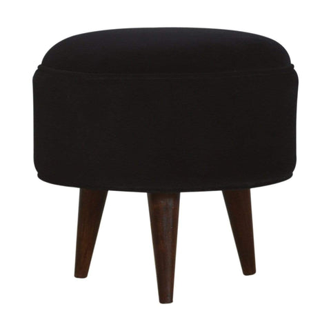 Black Velvet Nordic Style Footstool Living Artisan Furniture 