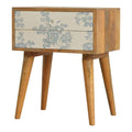 Blue Floral Screen Printed Bedside Sleeping Artisan Furniture 