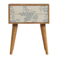Blue Floral Screen Printed Bedside Sleeping Artisan Furniture 
