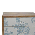 Blue Floral Screen Printed Bedside Sleeping Artisan Furniture 