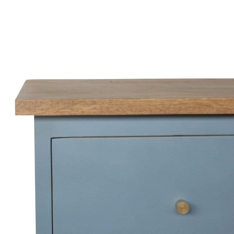 Blue Hand Painted Bedside Sleeping Artisan Furniture 