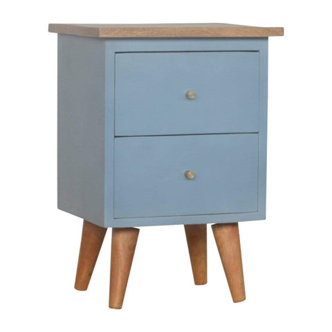 Blue Hand Painted Bedside Sleeping Artisan Furniture 