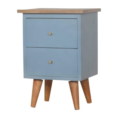 Blue Hand Painted Bedside Sleeping Artisan Furniture 