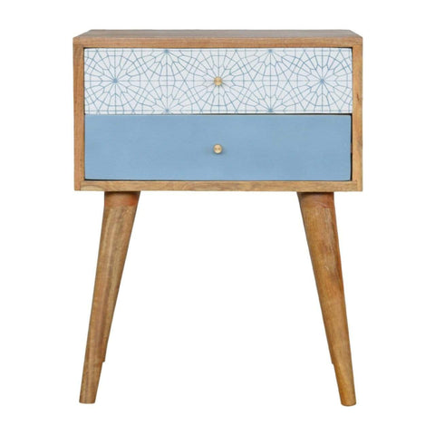 Blue Patterned Bedside Sleeping Artisan Furniture 