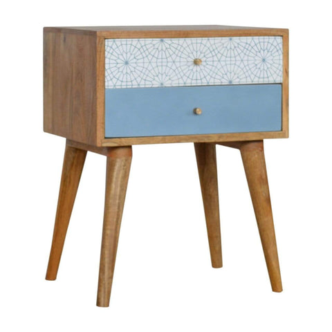 Blue Patterned Bedside Sleeping Artisan Furniture 