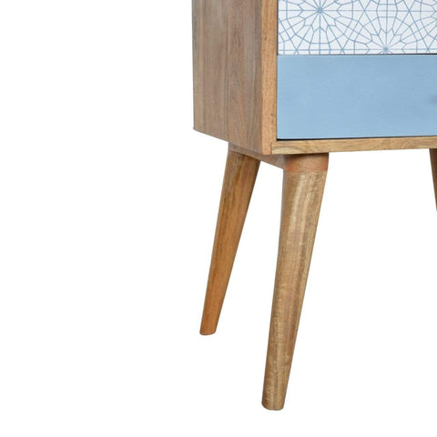 Blue Patterned Bedside Sleeping Artisan Furniture 