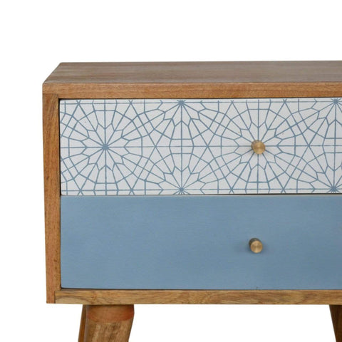 Blue Patterned Bedside Sleeping Artisan Furniture 