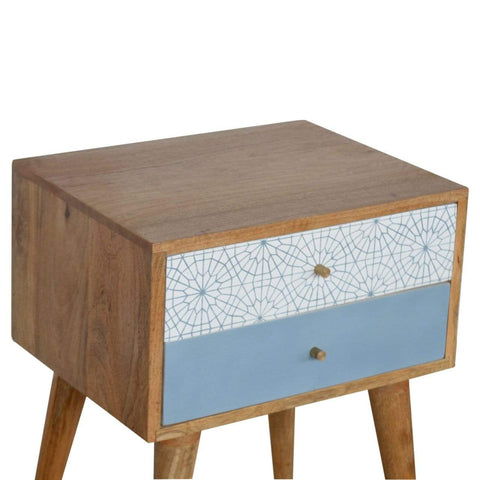 Blue Patterned Bedside Sleeping Artisan Furniture 