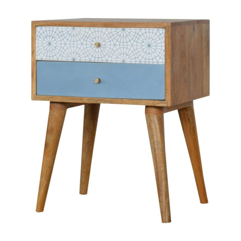 Blue Patterned Bedside Sleeping Artisan Furniture 