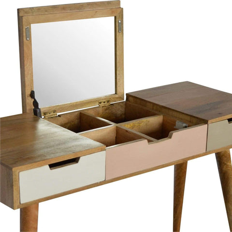 Blush Pink Dressing Table with Foldable Mirror Sleeping Artisan Furniture 