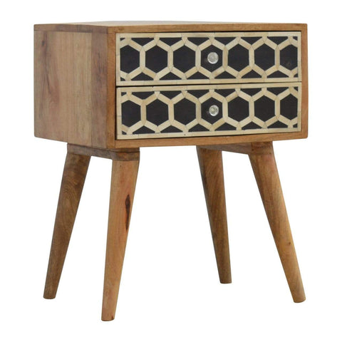 Bone Inlay Bedside with 2 Drawers Sleeping Artisan Furniture 