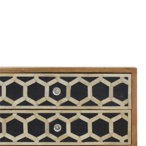 Bone Inlay Bedside with 2 Drawers Sleeping Artisan Furniture 
