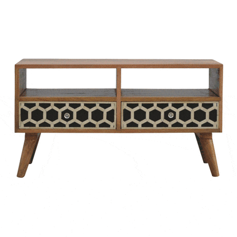 Bone Inlay Media Unit Living Artisan Furniture 