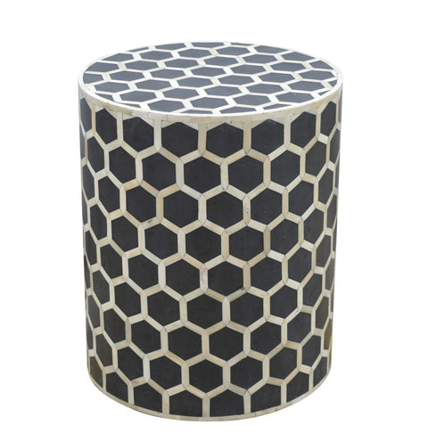Bone Inlay Occasional Stool Living Artisan Furniture 