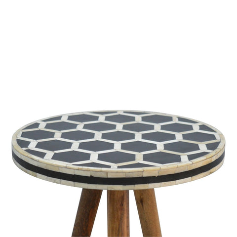 Bone Inlay Tripod Stool Living Artisan Furniture 