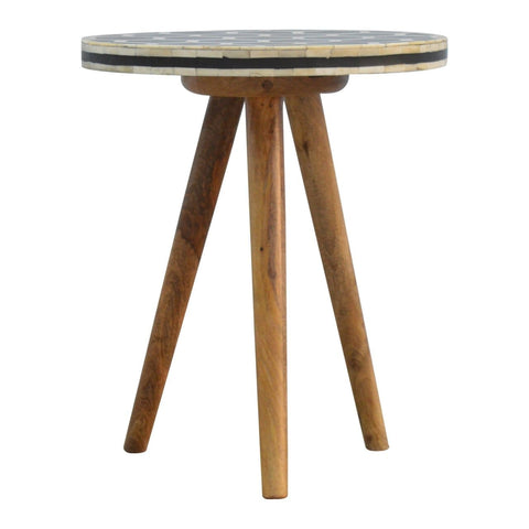 Bone Inlay Tripod Stool Living Artisan Furniture 