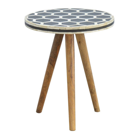 Bone Inlay Tripod Stool Living Artisan Furniture 