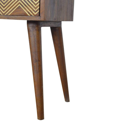 Brass Inlay Chevron Bedside Sleeping Artisan Furniture 