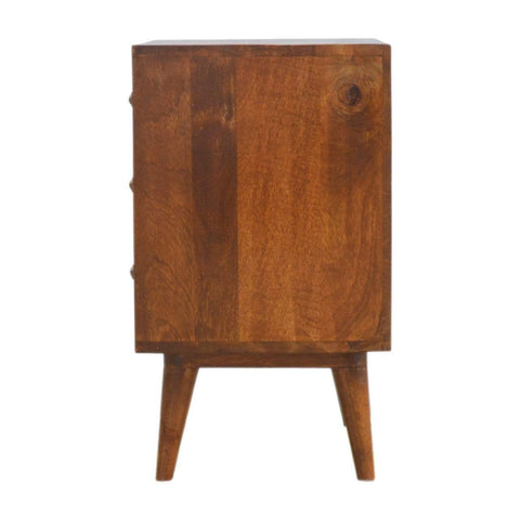 Brass Inlay Chevron Bedside with 3 Drawers Sleeping Artisan Furniture 
